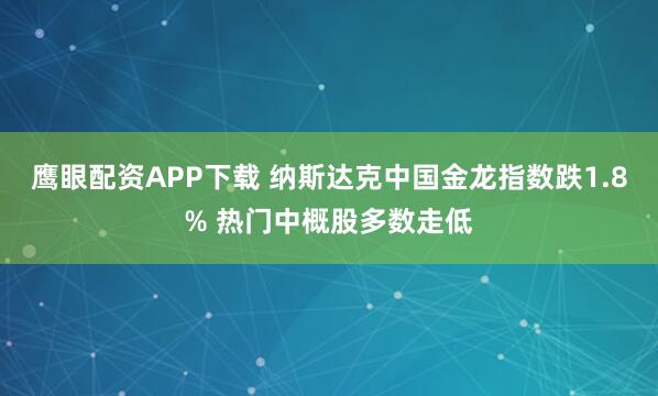 鹰眼配资APP下载 纳斯达克中国金龙指数跌1.8% 热门中概股多数走低